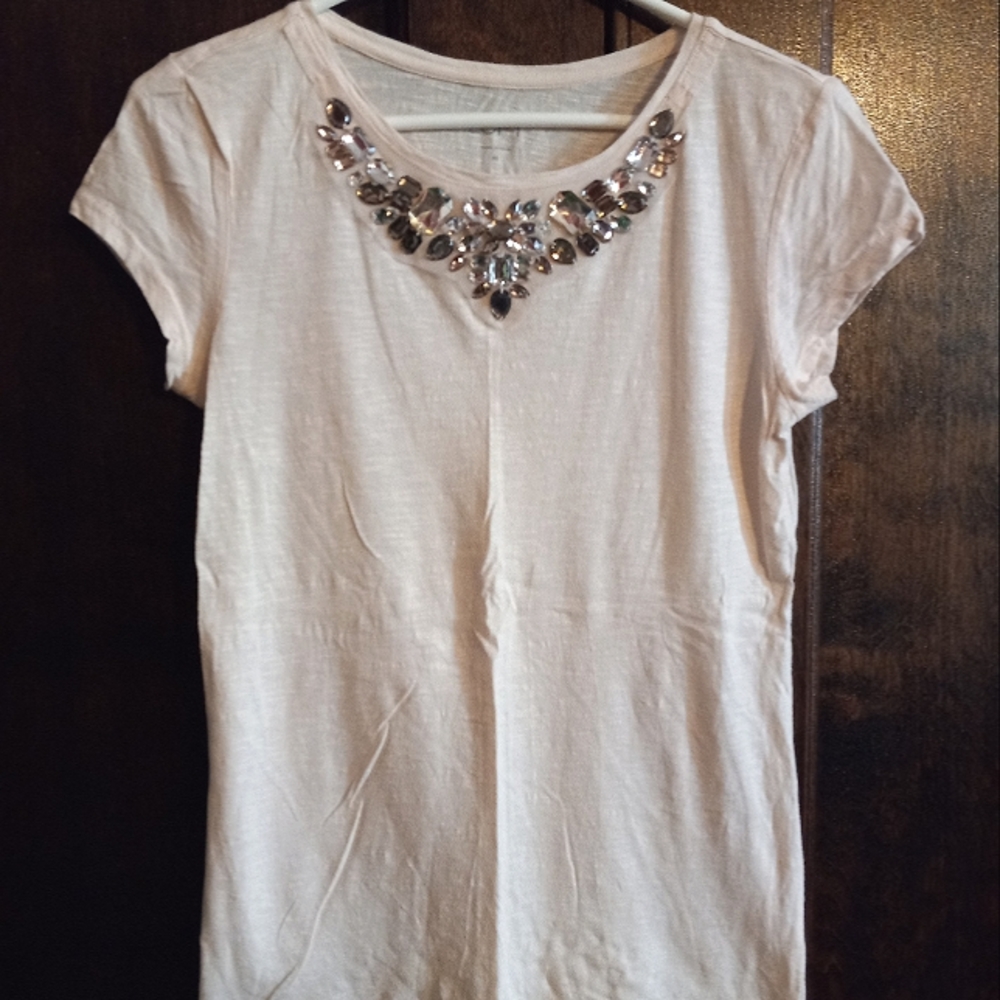 LOFT: cream/cream-pink shirt with gems